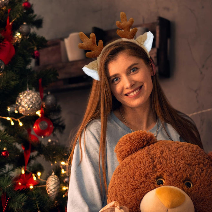 Animal Ears Headband - Reindeer Antlers for Christmas & Halloween, Dark Brown