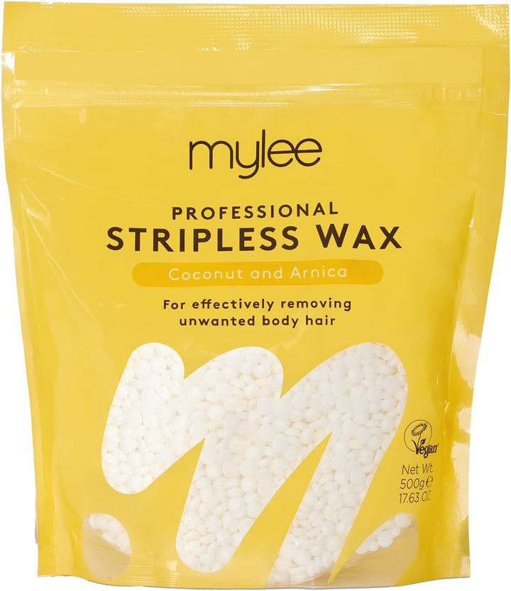 Professional Hard Wax Beads 500G, Stripless Depilatory Waxing Pellets Solid Film Beans No Strip Needed, Painless Gentle Hair Removal of Full Body, Face & Bikini Line (Coconut & Arnica)