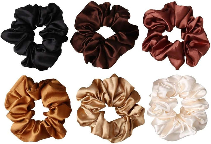 6 Pieces Hair Scrunchies, Satin Elastic Soft Hair Ties Scrunchy Hair Bands for Girls and Ladies
