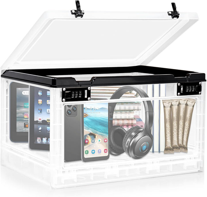 Large Lockable Storage Box, 24 Litre Combination Lock Box for Personal Items/Office Locker/School/Medicine/Snacks/Phone Jail/Electronic/Home