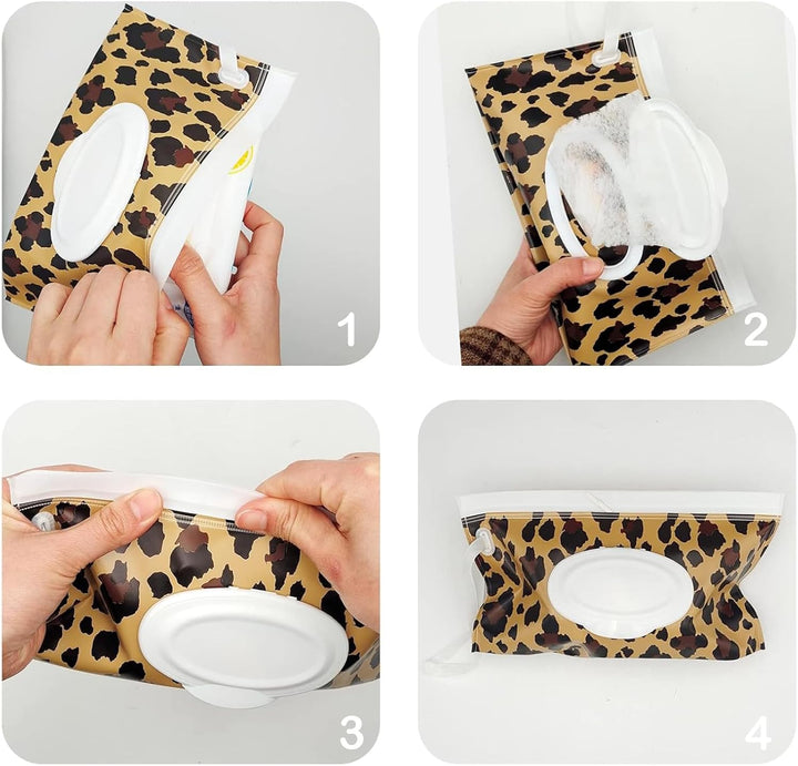 3 Pack Baby Wipes Dispenser, Portable Refillable Wipe Holder Baby Wipes Container Travel Wipes Case Reusable Wet Wipes Pouch