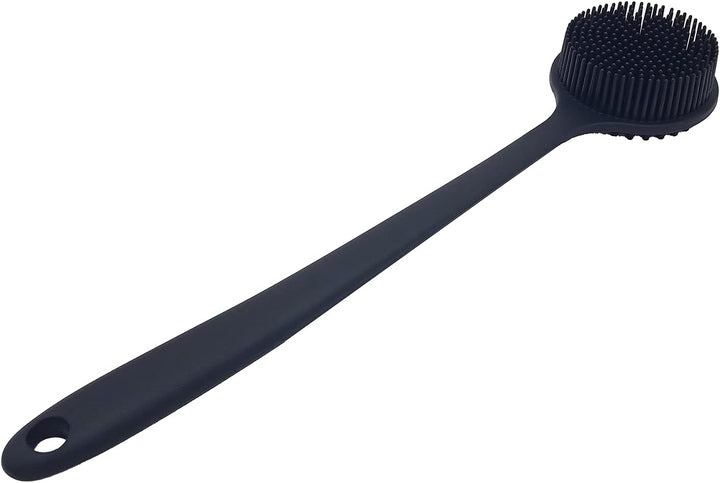 Back Scrubber for Shower Soft Silicone Bath Body Brush with Long Handle (Black)
