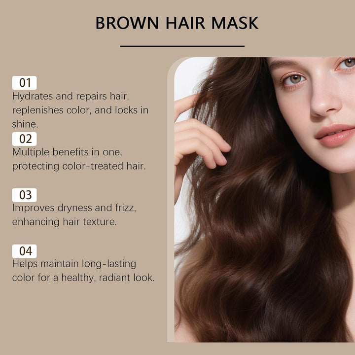 Radiant Brown Hair Mask - 90G. a Multi-Benefit Nourishing Mask Suitable for Color-Treated Hair That Moisturizes, Smoothes, and Maintains Vibrant Color.