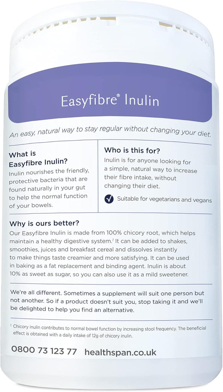 Easyfibre Inulin (450G) | a Natural Way to Keep Your Digestive System Functioning Healthily | Increase Fibre Intake | Made from 100% Chicory Root | Vegan