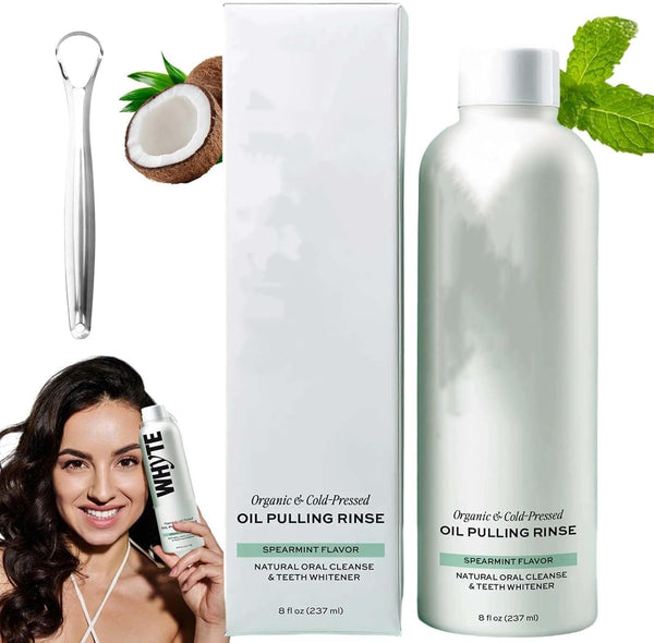 Oil Pulling Rinse, Spearmint Oils Pullings Rinse, Natural Oral Cleanse & Fresh Breath, Remove Yellow Stains and Brighten Teeth