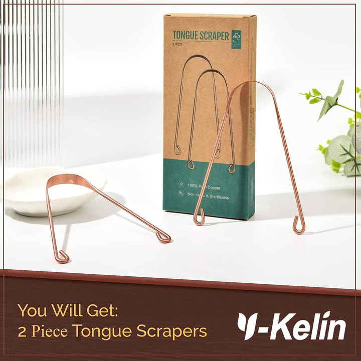 2 Pcs Copper Tongue Scraper Tongue Brush for Oral Care (2 Pcs Copper)