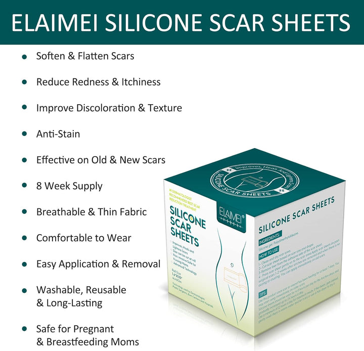 Silicone Scar Sheets, Silicone Scar Tape (1.6” X 120”Roll-3M), Scar Tape Roll Medical Silicone Easy-Tear Gel Tape Roll, Scar Removal Sheets Works on Old & New Scars, Scar Treatment Sheets