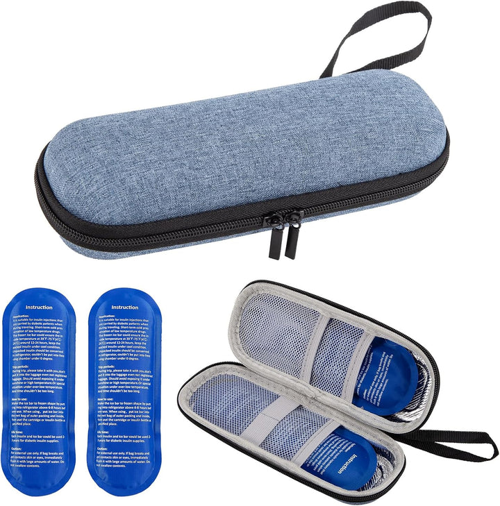 Insulin Cooler Travel Case,Small Medicine Cool Bag with 2 Ice Packs for Diabetic Needles Injection Pen Storage,Portable Monjaro Travel Case Medical Medication Insulated Box for Diabetes (Purple)