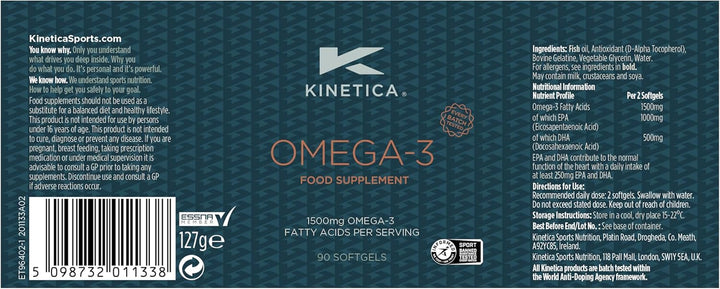Sports Omega-3 Fish Oil | 1500Mg Omega-3 Fatty Acids, 1000Mg EPA & 500Mg Dha/Serve, 45 Servings/90 Capsule Pack | 2 Capsules/Day | Reduces Muscle Soreness with Anti-Inflammatory Properties