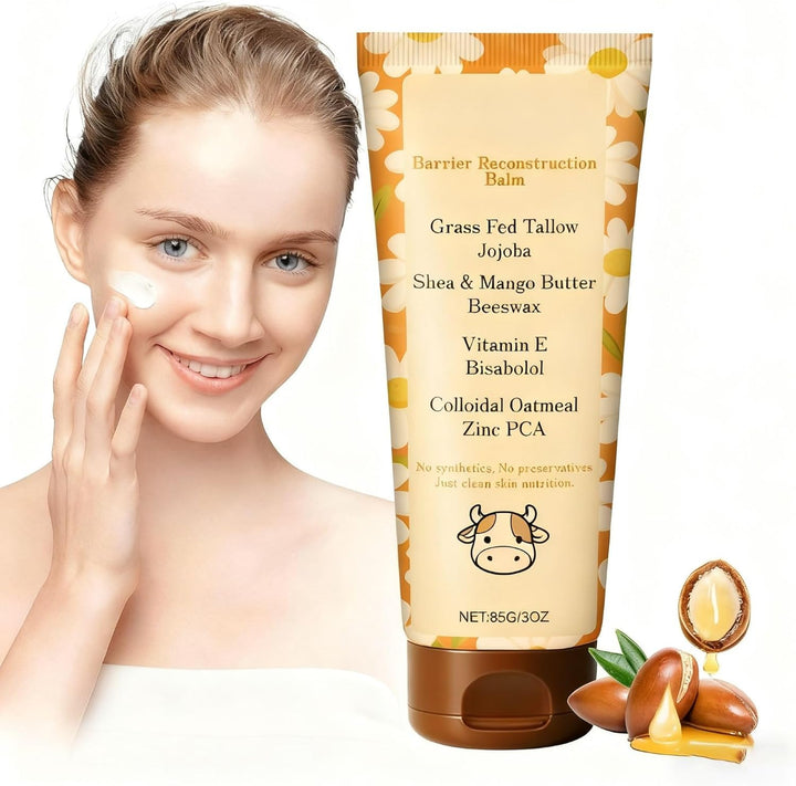 Tallow Glow Balm, Beef Tallow Skin Care, Tallow Barrier Reconstruction Balm with Colloidal Oatmeal, Deep Nourishment Face & Body, Lasting Resilience, Support Skin'S Natural Barrier