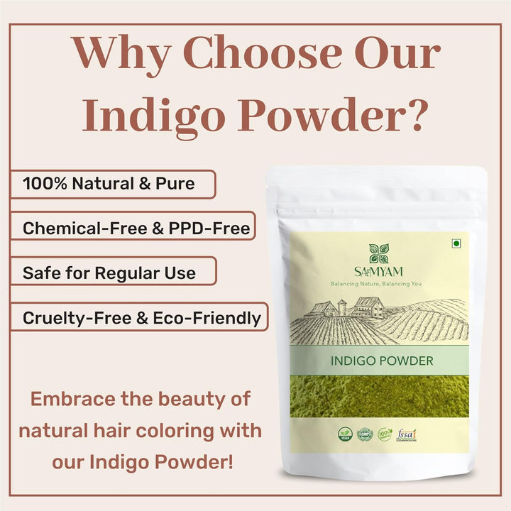 Natural Indigo Powder - 500G Pack | Natural Hair Dye, Chemical and PPD Free