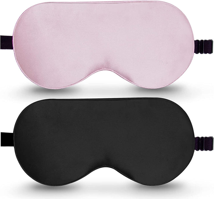Sleep Mask, 2 Pack 100% Real Natural Pure Silk Eye Masks with Adjustable Strap for Sleeping, Mulberry Silk Eye Sleep Shade Cover, Block Light Reduces Puffy Eyes Traveling Gifts