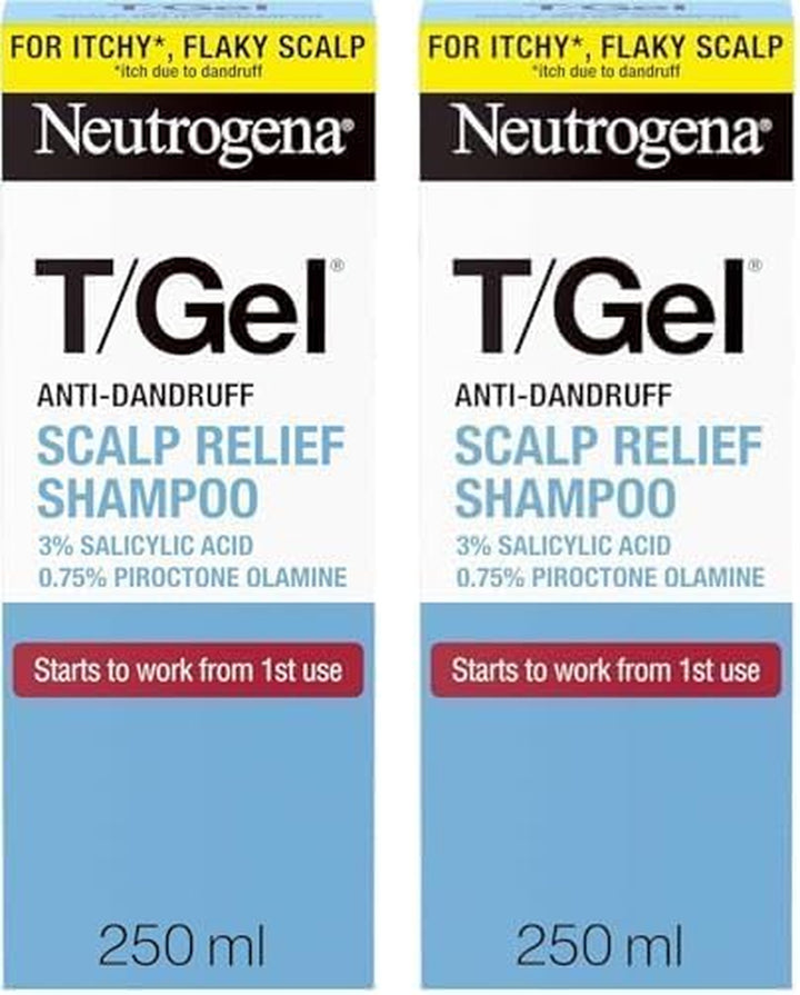 T/Gel Scalp Relief Anti-Dandruff Shampoo (250Ml) with 3% Salicylic Acid, Suitable for Those Prone to Scalp Psoriasis and Seborrhoeic Dermatitis,Packaging May Vary