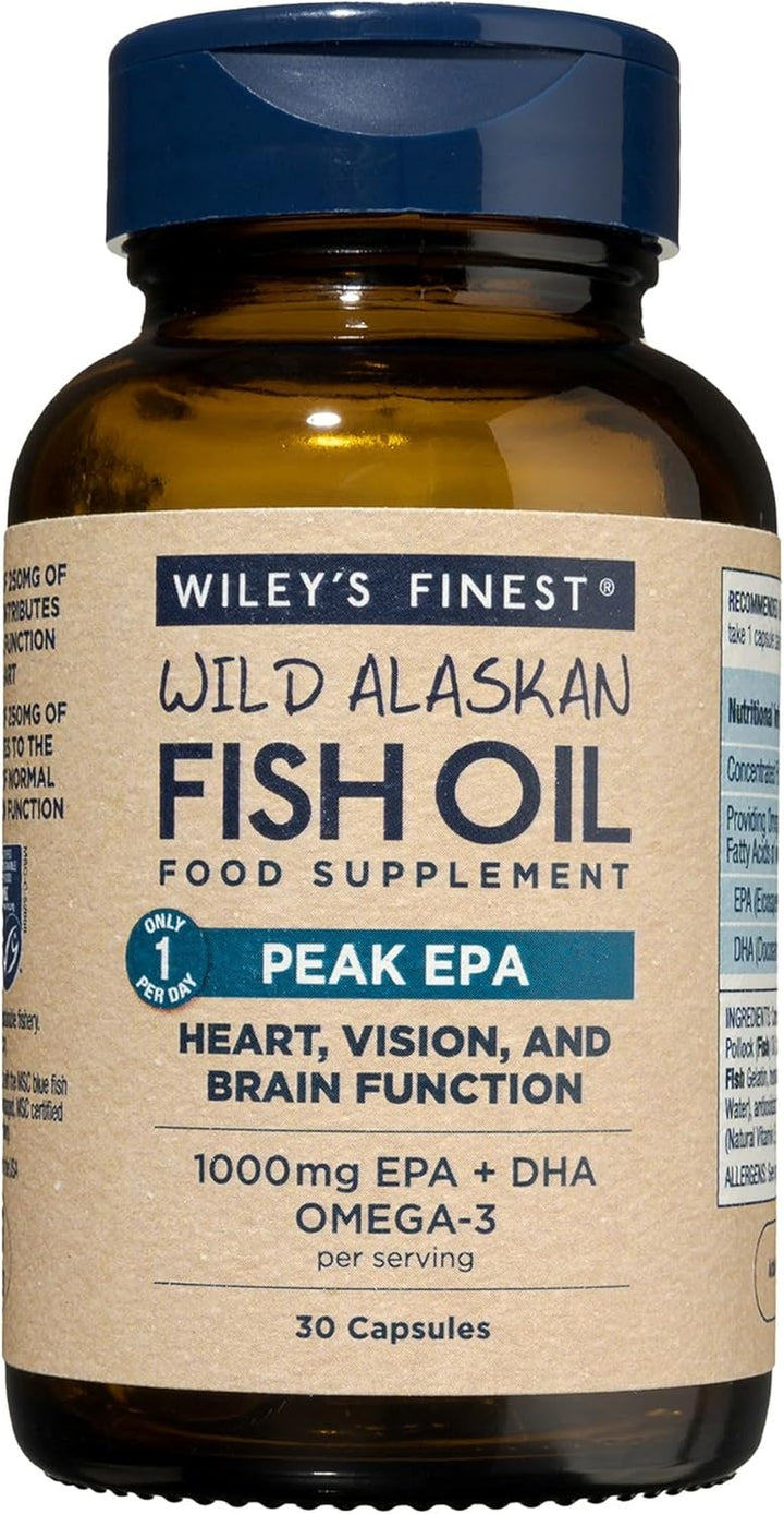 Wild Alaskan Fish Oil Peak EPA - Triple Strength Peak EPA and DHA - 1000Mg Omega-3S, Sqf-Certified - 60 Softgels (60 Servings)
