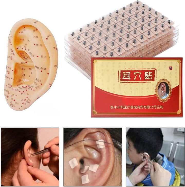 600 Pcs Acupuncture Vaccaria Ear Seeds Disposable Ear Press Seeds Acupuncture Vaccaria Massage Bean Ear Press Patch Use for Ear(10 Sheets)