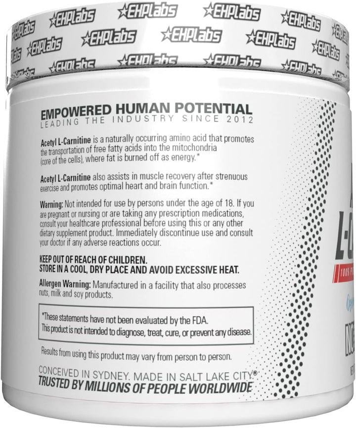 Acetyl L Carnitine - Supports Natural Energy Production, Aids Metabolism, Assists in Healthy Brain Function, Supports Heart Health, Non GMO, Vegan, Gluten Free - 100 Serves