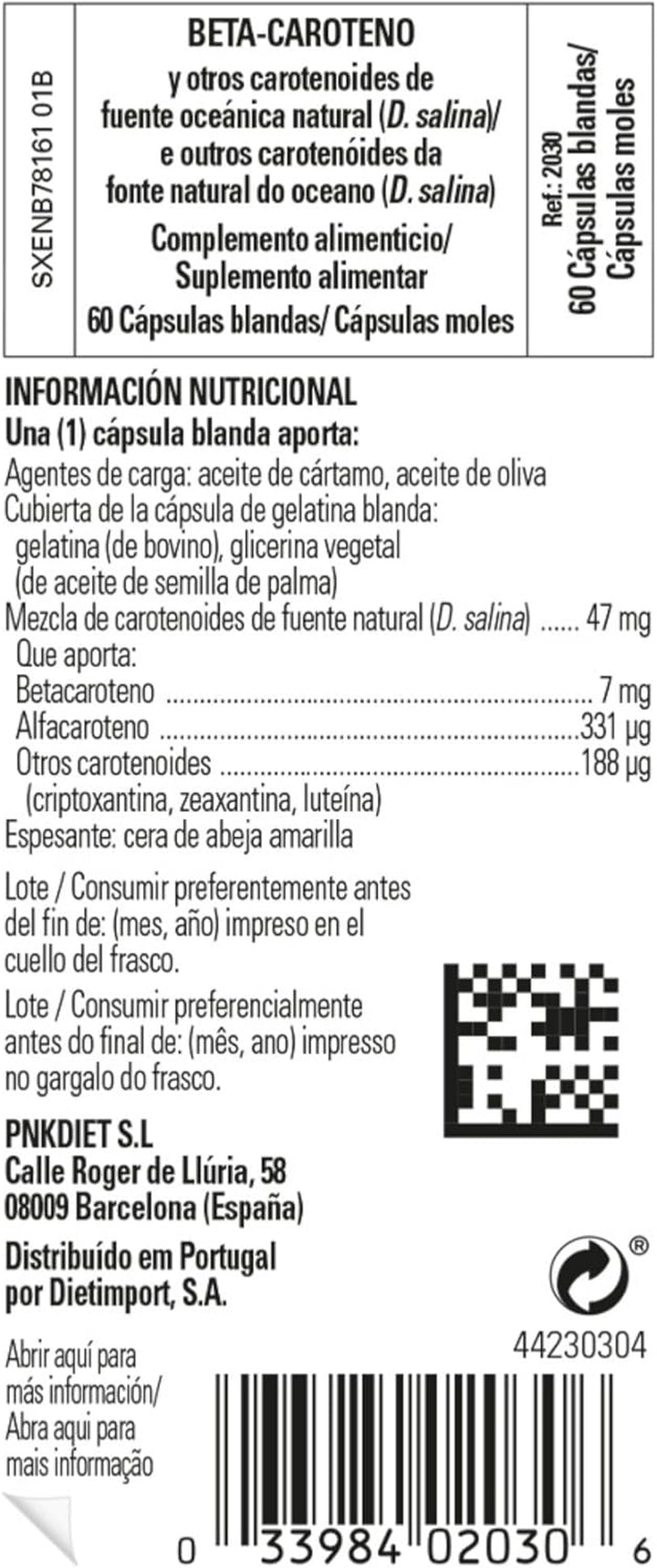 Natural Source Oceanic Beta Carotene Softgels - Pack of 60 - Fight Free Radical Damage - Strong Antioxidant - Gluten Free