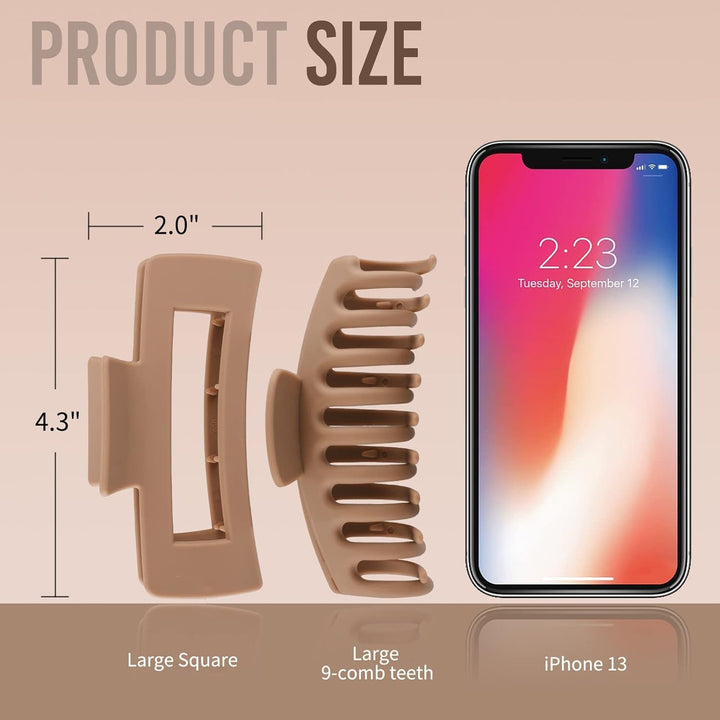 8 Pack 4.3" Inch Large Hair Claw Clips for Women Hair Clips for Thin Thick Curly Hair 90’S Strong Big Grip Matte Banana Clips with Strong Jaws for Girls, Ladies