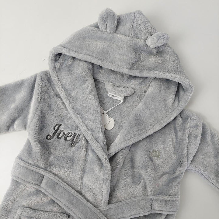 Personalised Baby Kids Girls Boys Matching Set Dressing Gown Plush Fleece Robe Soft Cosy Velvet Warm Embroidery Gift