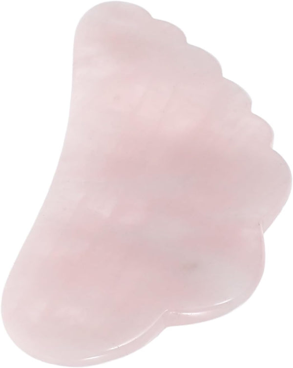 Pink Crystal Wing Shape Gua Sha Facial Scraping Massage Tool for Skin Care Anti-Puffiness and Fine Lines Reduction Natural Crystal Jade Beauty Spa Tool for Face and Eye Use