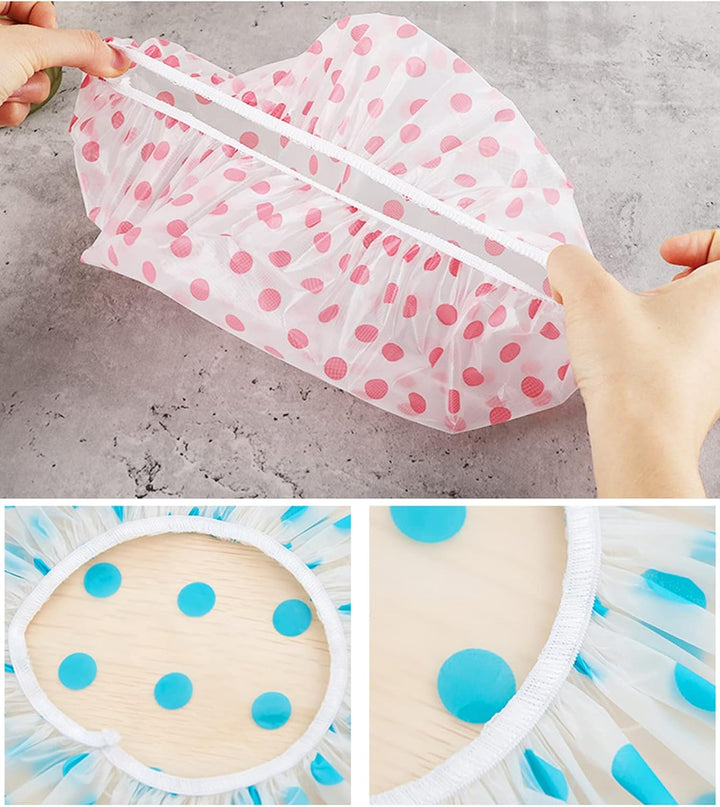 Shower Caps for Women Men Reusable Shower Hat Bath Caps with Elastic Band Waterproof Bath Cap Shower Caps for Women Long Hair (3 PCS)