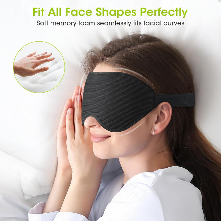 100% Blackout Sleep Mask for Women Men- Perfect Eye Sleeping Mask for Side Sleeper, Zero Eye Pressure, 3D Cutout Eyeball Movement Friendly, Ultra Soft & Comfortable Blindfold for Travel/Nap