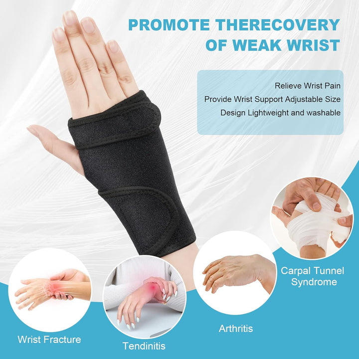 Adjustable Wrist Strap Carpal Tunnel Compression Splint Relieves Pain, Sprains, Tendonitis and Joint Pain, Breathable Brace Provides Wrist Support (Left)