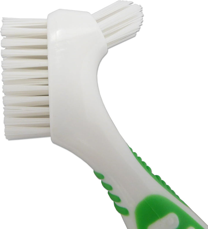 4 X Denture Brushes ~ Rubber Grips, Easy Hold Handle, Double Bristle Head