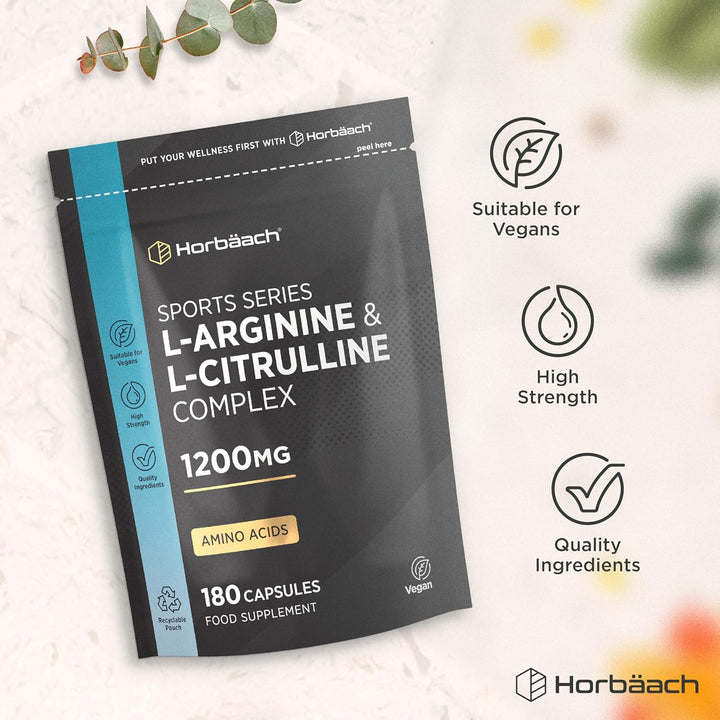 L Arginine and L Citrulline 1200Mg Capsules | 180 Count | Amino Acids | Supplements for Men and Women | Suitable for Vegans & Vegeterians | by