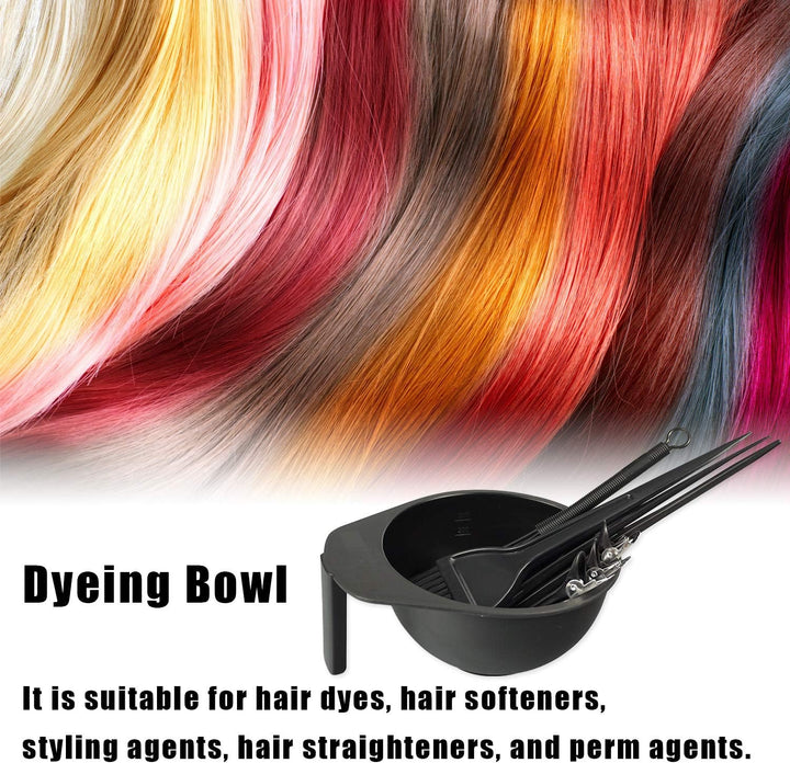 Hair Dye Coloring Set, Hair Tinting Comb and Mixing Brush Bowl,Ear Cover Mixing Spoon Hair Clips Gloves and Disposable Shawl，Diy Salon.