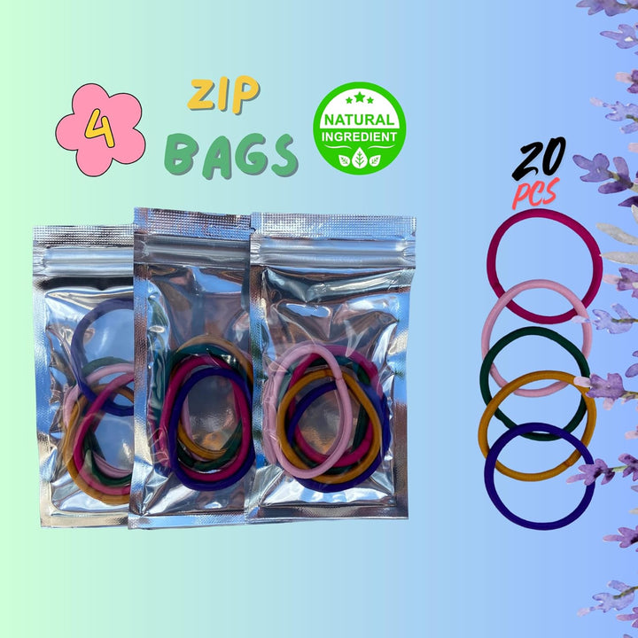 Hair Bobbles against Lice + Nit Comb | Pack of 20 with Zip Pocket | 100% Natural with Essential Oils | Helps Prevent Lice Naturally