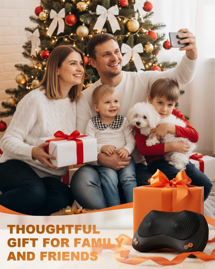 Back Massager, Neck Massage Pillow, Deep Tissue 4D Kneading Shiatsu Massage, Massagers for Back and Neck, Shoulder, Legs, Optional Heat Function, 15-Minute Auto Timer Gifts for Men, Women