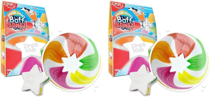 ZIMPLI - Large Cloud Rainbow Baff Bombz, Create a Rainbow Effect, Fizzing, Bathtime Adventure, Bath Bomb Fizzing Fun for Children 4 5 6 7 8 9