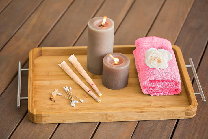 Natural Organic 100% Beeswax Hopi Ear Candles with Free EBOOK |10 Hand-Crafted Candles | Medical Grade with Safety Disc and Double Wax Filter | Relaxing |