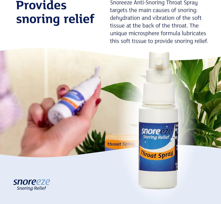 Anti-Snoring Throat Spray - Effective Snoring Aids for Men & Women - Fast Acting Lubricating Thermo Gel - Snore Stopper to Use with Mobile App - 23,5Ml, 50 Nights Use