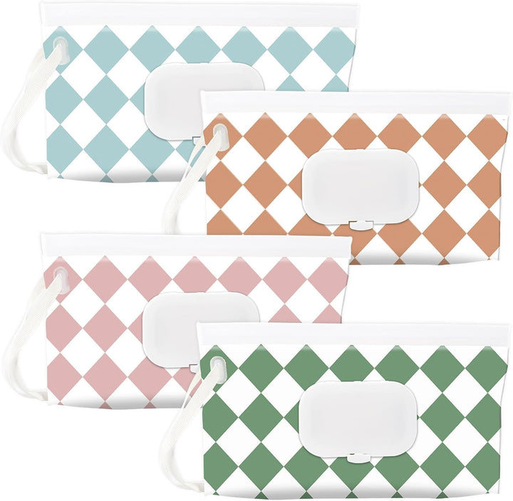 2 Pack Baby Wipe Dispenser, Portable Refillable Wipe Holder, Baby Wipes Container, Wipe Dispenser, Reusable Travel Wet Wipe Pouch (Black+White)