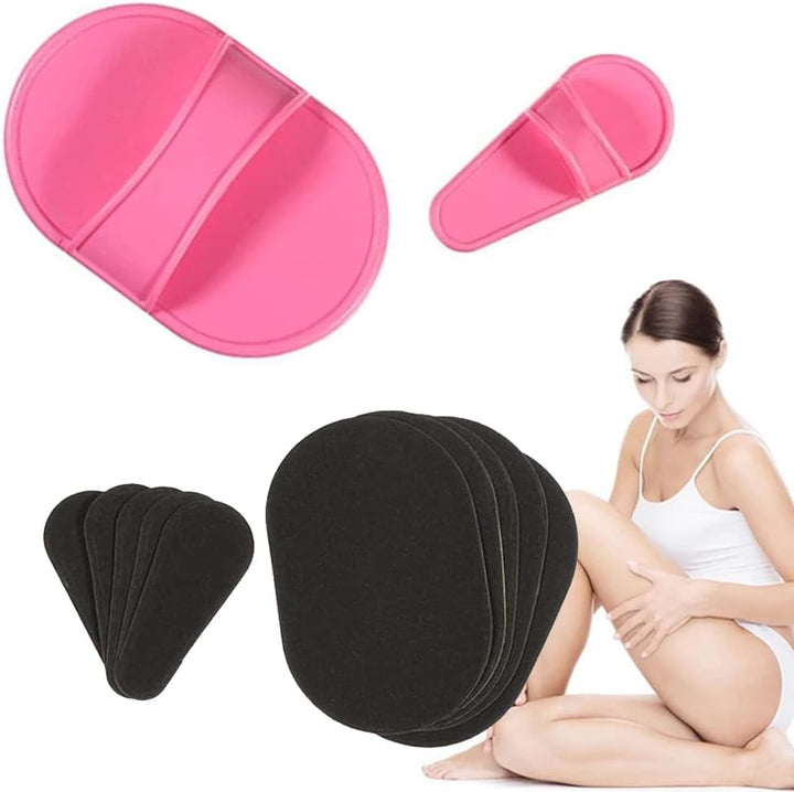 Exfoliating Hair Removal Pads Set, Smooth Legs Skin Pad and Exfoliation Fine Sandpaper, Arm Leg Face Upper Lip Hair Removal Remover Set, Exfoliator Away Pads, for Women (Pink Random)