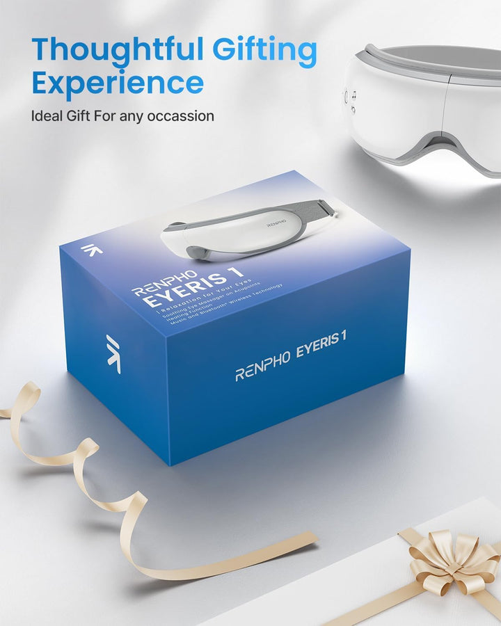Eyeris 1 Eye Massager with Heat & Bluetooth Music, Heated Eye Mask for Sleeping, Relieve Strain Dry Eyes, Face Massager, Birthday Gifts for Women Men