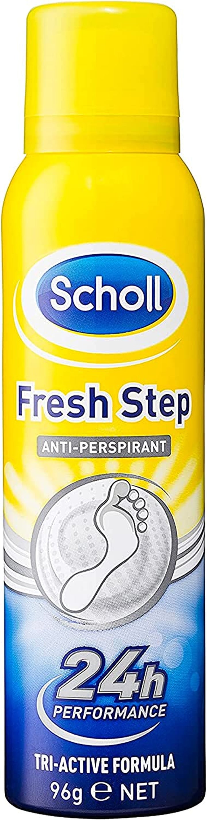 Scholl Fresh Step Antiperspirant Spray, 96G - anti Odour Shoe Spray, up to 24 Hour Freshness, Tri-Active Formula, Pack of 1