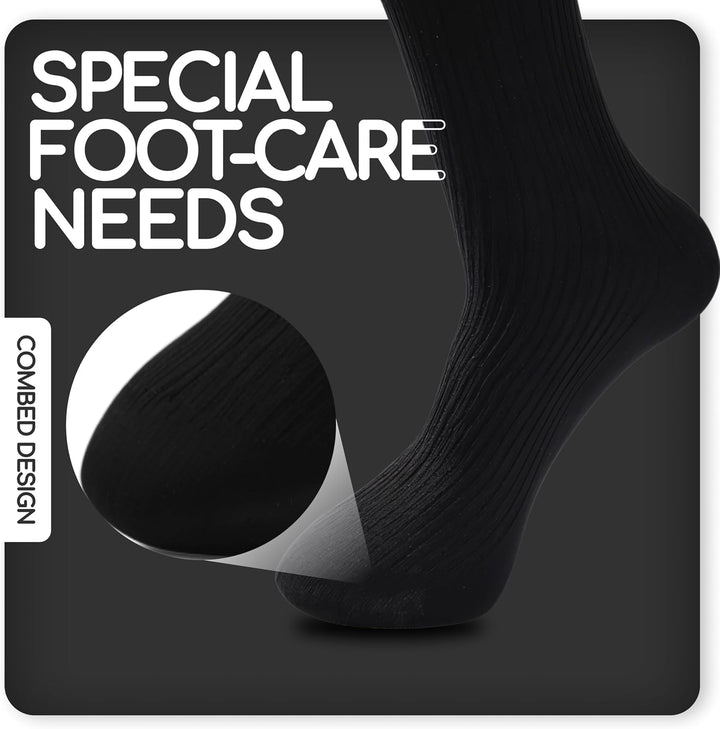 Diabetic Socks for Men UK Size 6-11 | Non Elastic Soft Grip Cotton Rich Socks | Loose Top & Comfortable Fit for Swollen Feet, Poor Circulation & Sensitive Skin