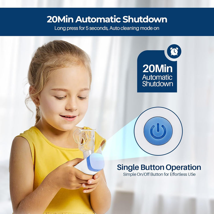Portable Nebulizer Machine for Adults & Kids – Silent Handheld Rechargeable Mesh Nebulizer with 2 Masks & Mouthpiece – Ultra-Quiet 25Db Inhaler for Asthma, COPD, Home & Travel Use