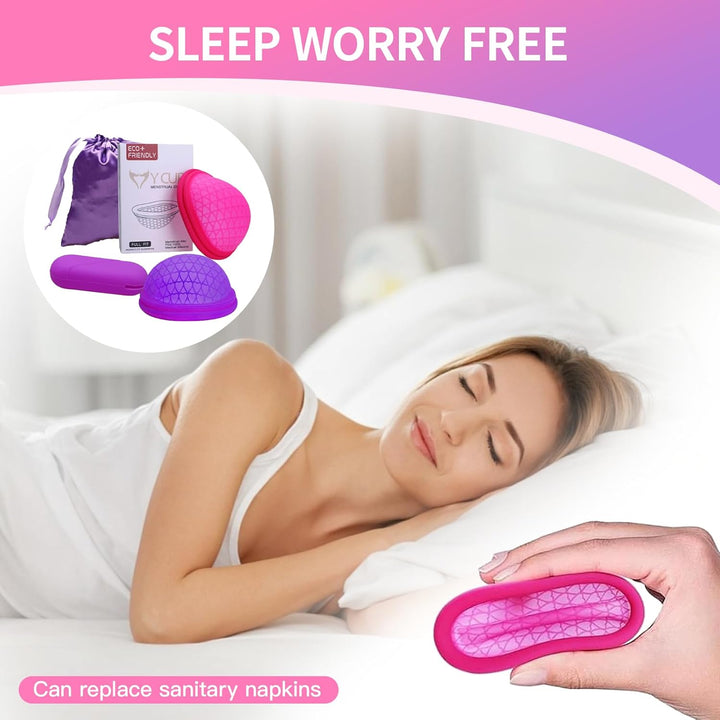 Menstrual Disc, Reusable Period Disc, Medical-Grade Silicone Flat-Fit Cup, Soft & Comfortable Menstrual Pad Alternatives for Women (S+L)