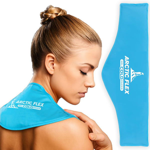 Neck Ice Pack - Cold Compress Shoulder Therapy Wrap - Cool Reusable Medical Freezer Gel Pad for Swelling, Injuries, Headache, Cooler - Flexible Hot Microwaveable Heat - Men, Women (1 Pack)