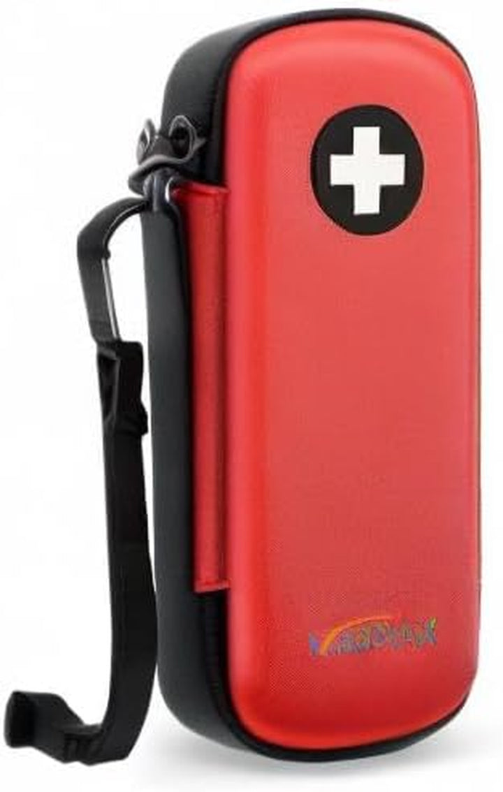 Epipen Medical Carrying Case, Hard Shell EVA Shock Absorption Travel Medication Organizer Bag Emergency Medical Pouch Holds 2 Epipens, Asthma Inhaler, Auvi-Q, Allergy Supplies, (*Red)