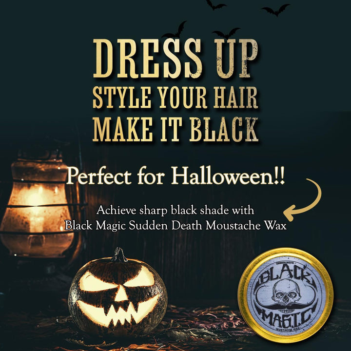 Black Magic Sudden Death Mustache Wax | Hide Grey Hair | Strong Hold | 1 Oz Tin | No Heat Source Required | Unscented