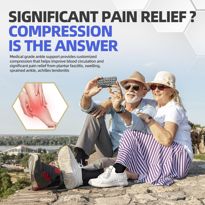 2 Pack Ankle Support for Sprained Ankle, Plantar Fasciitis Relief Achilles Tendonitis Support, Ankle Brace Support for Men & Women, Ankle Compression Socks Support for Ligament Damage, Sports