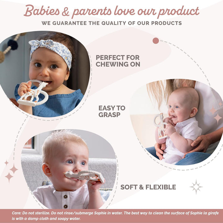 Baby Teething Ring, 100% Natural Rubber Phthalate-Free Easy to Grip Baby Teether, Suitable for Newborn Babies