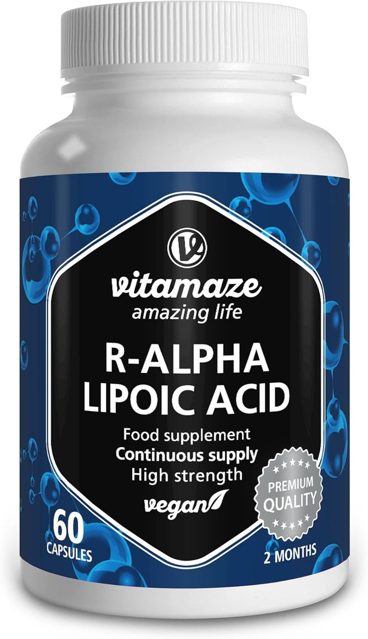 Alpha Lipoic Acid High Strength - 60 Vegan Capsules, 2 Months Supply - ALA Natural Antioxidant 200Mg- Food Supplement without Unnecessary Additives