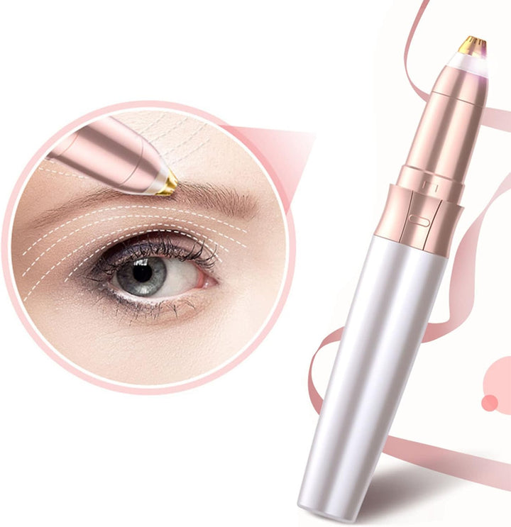 Electric Eyebrow Trimmer, Rechargeable Stainless Steel Automatic Eyebrow Groomer for Women Lady Girl (Gold)