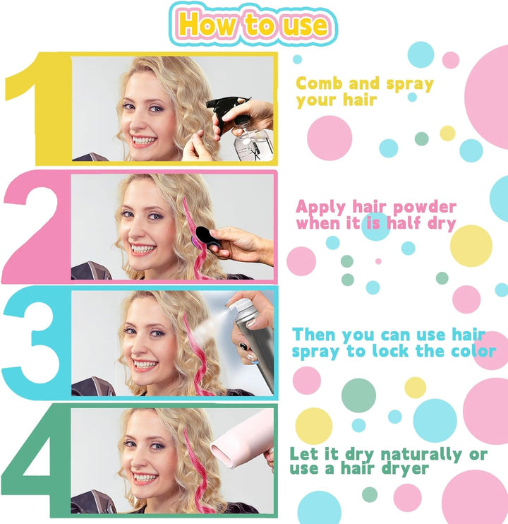 Hair Chalks for Girls Kids, 10PCS Washable Temporary Hair Dye Colour, Coloured Hair Spray Wash Out, Teenage Girls Christmas Gifts for 5-15 Year Old